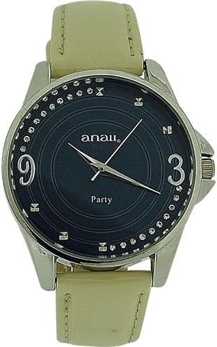 Anaii Pink 'Party' Crystal Set Navy Dial Cream Patent PU Strap Ladies WatchAP603