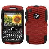 Red Black 2 in 1 Hybrid Rubber Plastic Skin Case Cover for Blackberry Curve ....