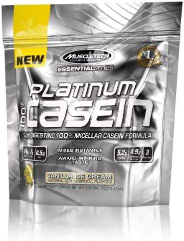 Muscletech Essential Series Platinum Pure 100% Casein Protei Supplement, Vanilla Ice Cream, 3 Count