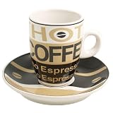 Hot Coffee Espresso Cup and Saucer 8 Piece Set