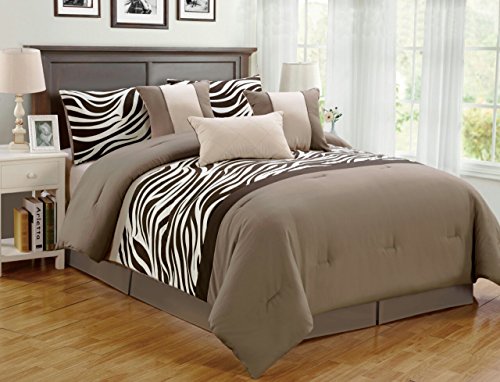 7 Pieces Comforter Set Bed In A Bag Oversize Zebra Animal Jungle