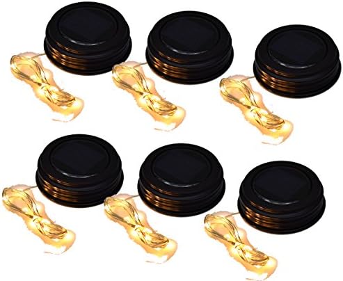 Solar Powered Fairy Lights Mason Jar lids Set of 6 Garden Patio Wedding Party Lights