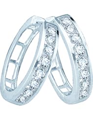 14K White Gold 0.50CT White Diamond Fashion Hoops