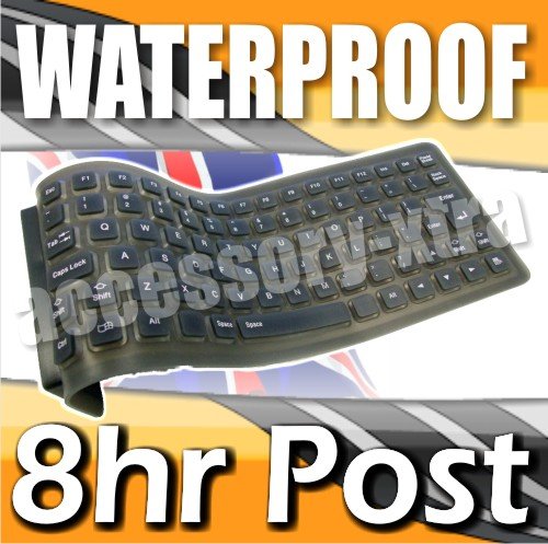 Flexible Air Touch Waterproof Keyboard - Strong & Silent (BLACK) 