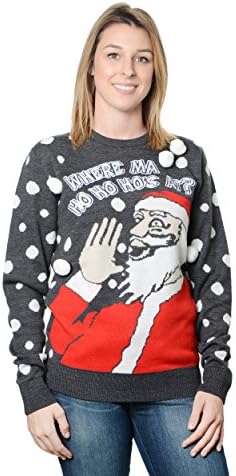 RWB Unisex Where Ma Ho Ho Hos Ugly Christmas Sweater Charcoal, X-Large