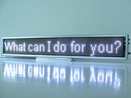 34cm Dot matrix :16x128 P2.5 Led Sign Text Message Scrolling Store Display Business Advertising Publicity Programmable Rechargeable (WHITE)