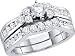 Stunning 2 Pc. 14k. White Gold 1.00 Ctw. Diamond Bridal Set Size 7