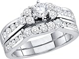 Stunning 2 Pc. 14k. White Gold 1.00 Ctw. Diamond Bridal Set Size 7