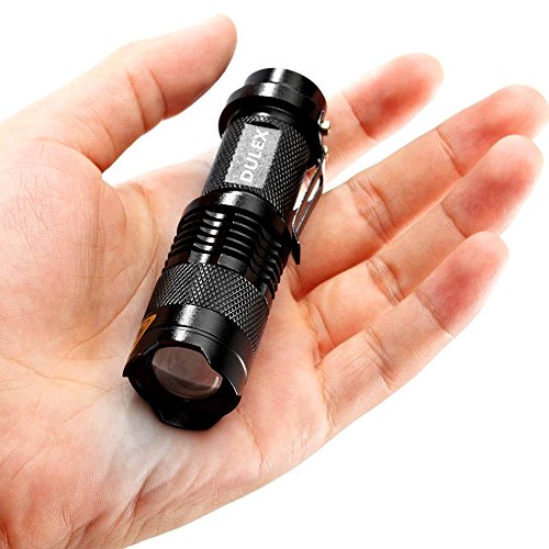DULEX New Mini 7W CREE LED Flashlight 300LM Torch Adjustable Focus Zoom Light Lamp Black 3 Modes