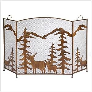 RUSTIC FOREST FIREPLACE SCREEN by Sababa Shopping