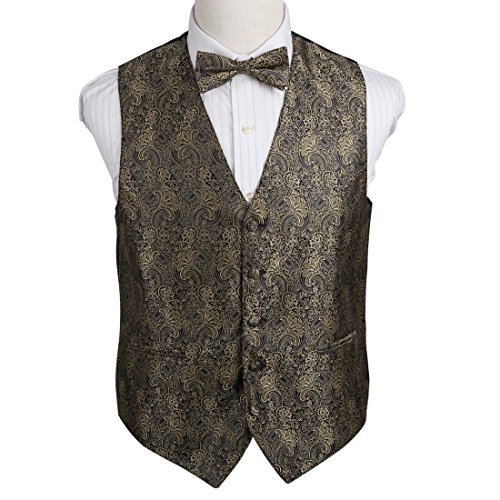 EGE2B.01 Multiple Colors Paisley Microfiber Vest Pre-tied Bow Tie Set By Epoint