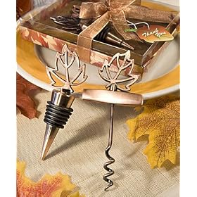 Fall Themed Wine Wedding Favors: Bottle Stopper and Bottle Opener