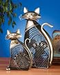 7" Hand Sculpted Feline Cat Mini Table Top Figure Fan