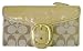 COACH BLEEKER KHAKI/CAMEL SIGNATURE PATENT WALLET & CHECKBOOK