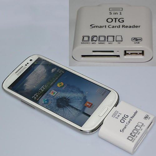 5-in-1 OTG Micro USB Smart Card Reader Connection Kit for Samsung Galaxy S4 / S3 - White