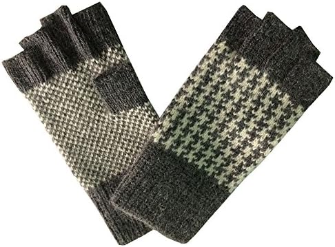 KM Women's Rabbit Hair Winter Warm Convenient Knitted Half-finger Gloves (Dark Gray)