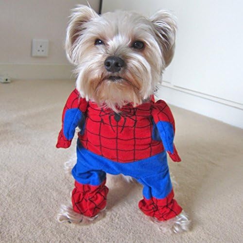 AFK Pet Dogs Cats Costumes Red Spiderman Sweats Shirts Sweaters Coats Jumpsuits Parties (Large)