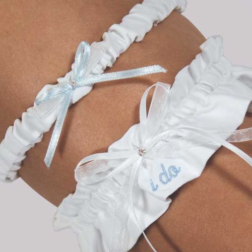 Embroidered I Do Wedding Garter in White Embroidered I Do Wedding Garter in White