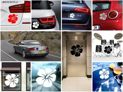 Decals Stickers Hibiscus Vehicle Tablet Hobby Waterproof Racing Durabl Red (5 X 4.84 In)