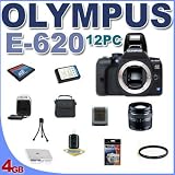 Olympus Evolt E620 Digital SLR Camera with 14-42mm f/3.5-5.6 Zuiko Lens BigVALUEInc Accessory Saver 12PC 4GB Card And More