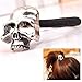 Women's Retro Punk Fashion Metallic 3D Skull HairBand Rope Tie Wrap Ponytail Holder Silver