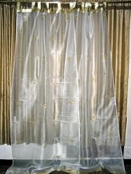 Window Treatment-2 Organza White Embroidereded Sari Curtains Drapes Sheers Panel 92" Tabs Free Shipping