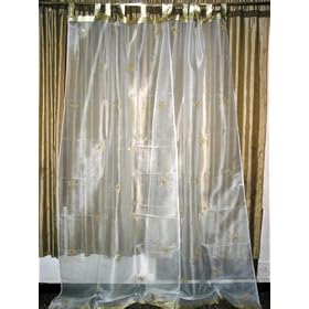 Window Treatment-2 Organza White Embroidereded Sari Curtains Drapes Sheers Panel 92 Tabs... by Mogul Interior