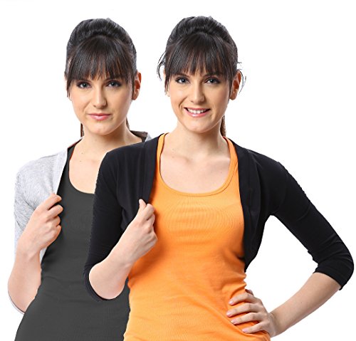 Espresso Women's Shrug 2 Pcs Combo Pack L Grey/Black