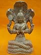 Yoga Guru- Maharishi Patanjali Idol Pink Stone Sculpture with 3 Headed Serpent 6.2 Inch