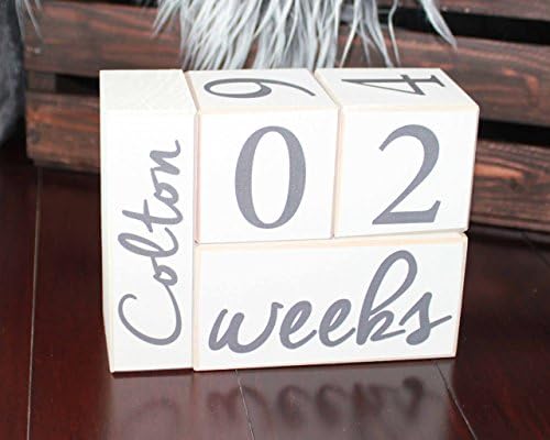 Personalized Baby Age Month Blocks NO STICKERS! Baby Photography prop. Pregnancy Announcement