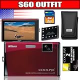 cheap Nikon Coolpix S60 10MP Digital Camera with 5x Optical Vibration Reduction (VR) Zoom (Crimson Red) Package 1