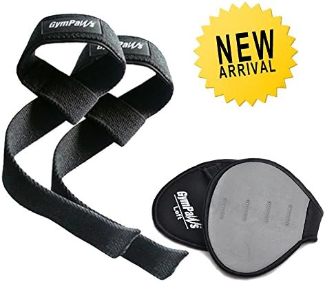 Best Weight Lifting Straps- GymPaws® Leather Lifting Grip Combo | Wrap Alternative (Grey, Black)