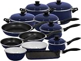 Magefesa Provence Blue Gloss Enamel On Steel 16 and 2 Piece, Cookware Set