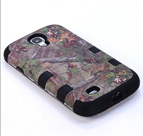 Voguesia Branch Pattern Plastic Hard Cover Camo Triple Hybrid Silicone Case for Samsung Galaxy S4 with Simple High-end Business Detachable Keychain Gift