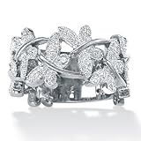 Platinum Over Sterling Silver Diamond Accent Butterfly Band