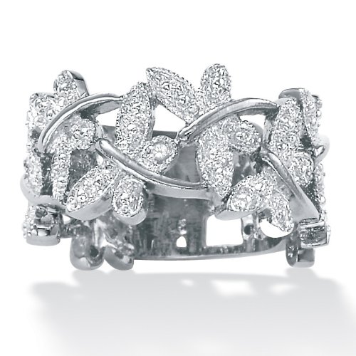 Platinum Over Sterling Silver Diamond Accent Butterfly Band