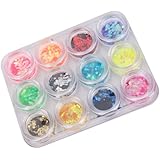12 Color Nail Art Hexagon Shiny Sparkle Glitter Flakes Sequins Powder Dust Tips Manicure Decoration