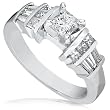 7/8ctw Princess Cut Diamond Engagement Ring in 14K White Gold (HI/SI2-I1)