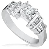 7/8ctw Princess Cut Diamond Engagement Ring in 14K White Gold (HI/SI2-I1)