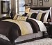 8PC Grand Park GOLD/CHOCOLATE Bed in a Bag Olympic Queen Size