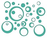Wall Decor Plus More WDPM197 Wall Vinyl Sticker Decal Circles and Rings, Turquoise, 25-Piece
