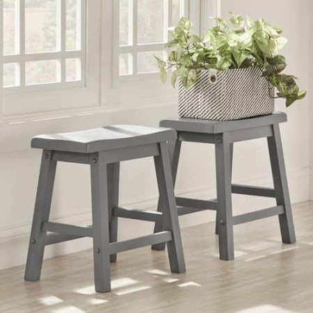 Weston Home 18"H Saddleback Stool , Set of 2 - Frost Gray