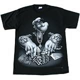 POPEYE Silver Foil BLING URBAN POKER T Shirt