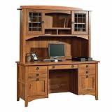 Rose Valley Computer Credenza with Hutch Abbey Oak Finish
