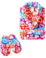 Sleep & Co Big Girls' Ombre Hearts Peace Robe with Slippers Set