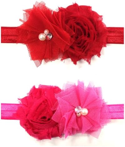 Kella Milla Set of 8 Frayed Shabby Chic Floral Headbands for Baby and Toddler Girls