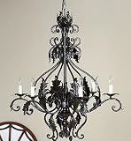 30 Inch Black Metal Ornate Chandelier