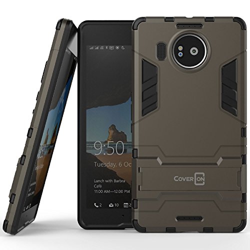 Lumia 950 XL Case, CoverON® [Shadow Armor Series] Hard Slim Hybrid Kickstand Phone Cover Case for Microsoft Lumia 950 XL - Gunmetal Gray & Black