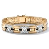 PalmBeach Jewelry Mens DiamonUltra™ Cubic Zirconia 18k/Sterling Silver Link Bracelet 8
