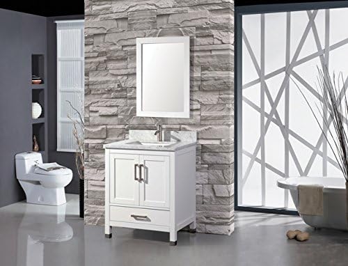 MTD Bath NY-30 New York Single Sink Modern Bathroom Vanity with Mirror, 30" W, White